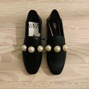 Zara Black Pearl Loafers